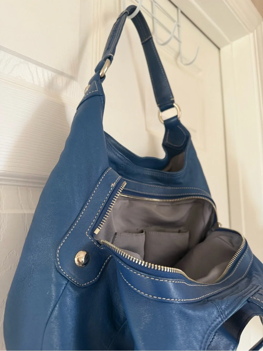 Coach Soho Pleated Leather Lynn Large Hobo Blue F15075